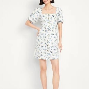 Old Navy Puff-Sleeve Linen-Blend Mini Dress